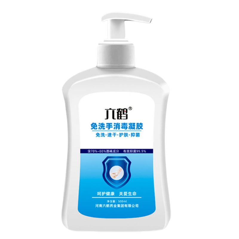 六鹤消毒凝胶500ml 酒精抑菌消毒免洗洗手液500ml